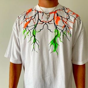 DAL Collection BNWT thunder shirt neon orange & green and black bold -XXL